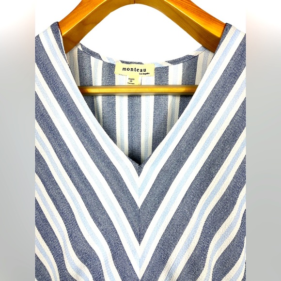 Monteau Semi Sheer Blue Dress with Pockets | Size: Small - Picture 6 of 9